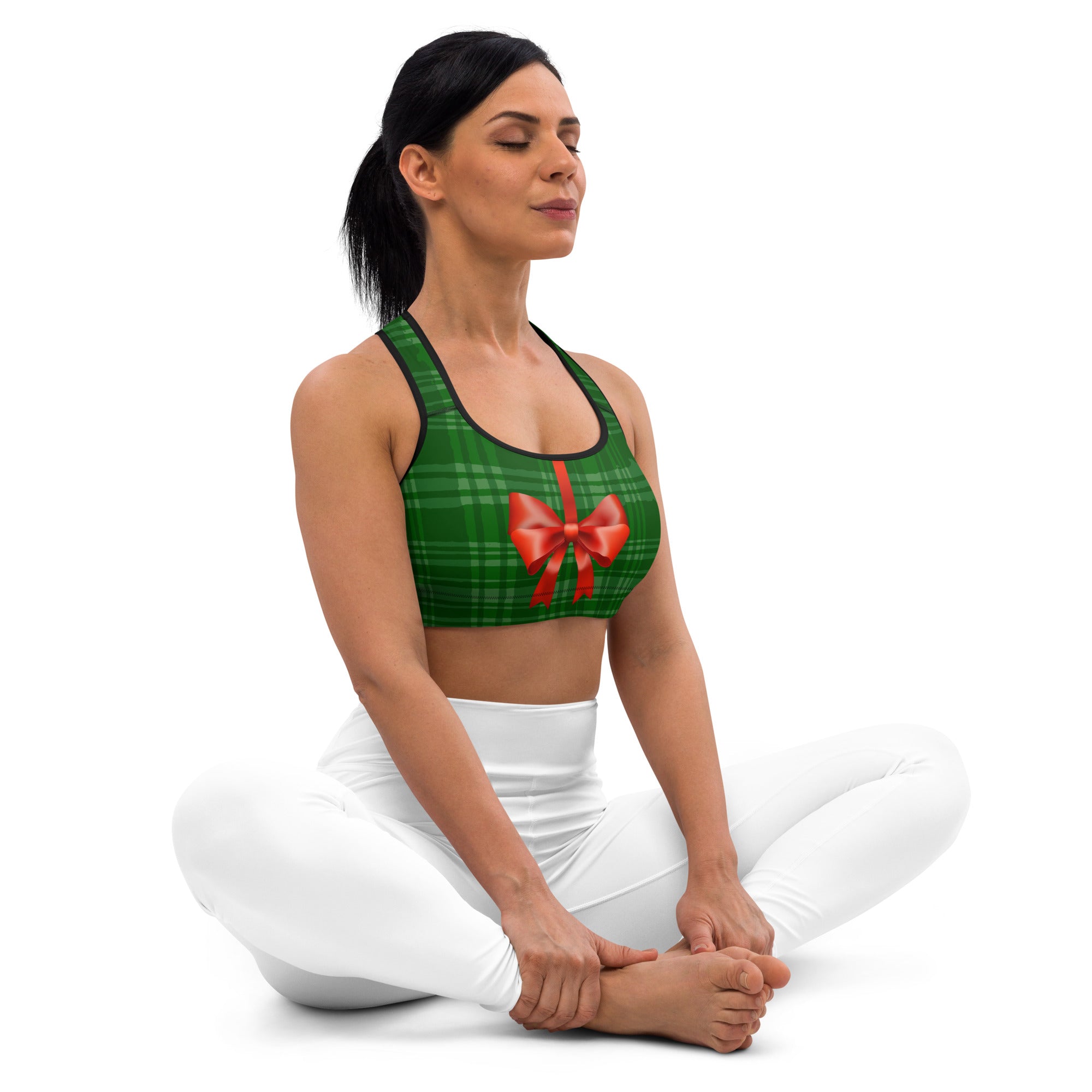 Hanging Christmas Bow Sports Bra